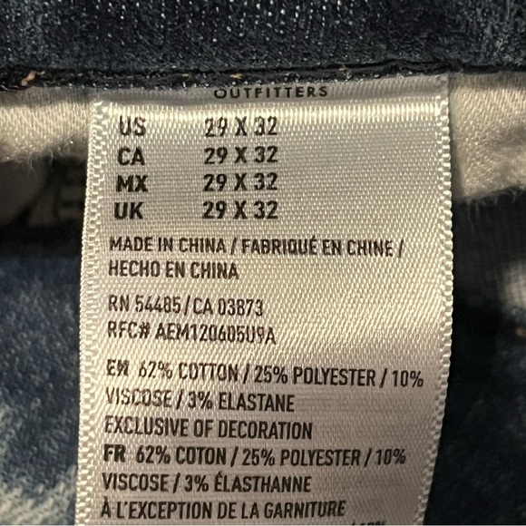 American Eagle Jeans Mens 29X30 Slim Fit Low Rise Flex Distressed Stone Wash - Picture 7 of 11